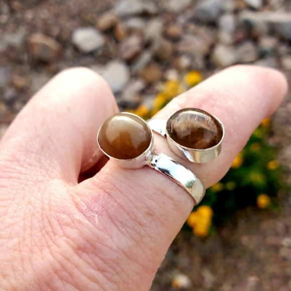 New Golden Rutile Adjustable 925 Silver Ring. - Picture 4 of 16
